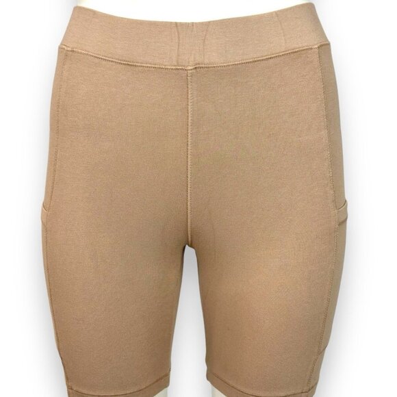 NWT MONROW Taupe Brown Biker Shorts Size Small - Picture 2 of 2